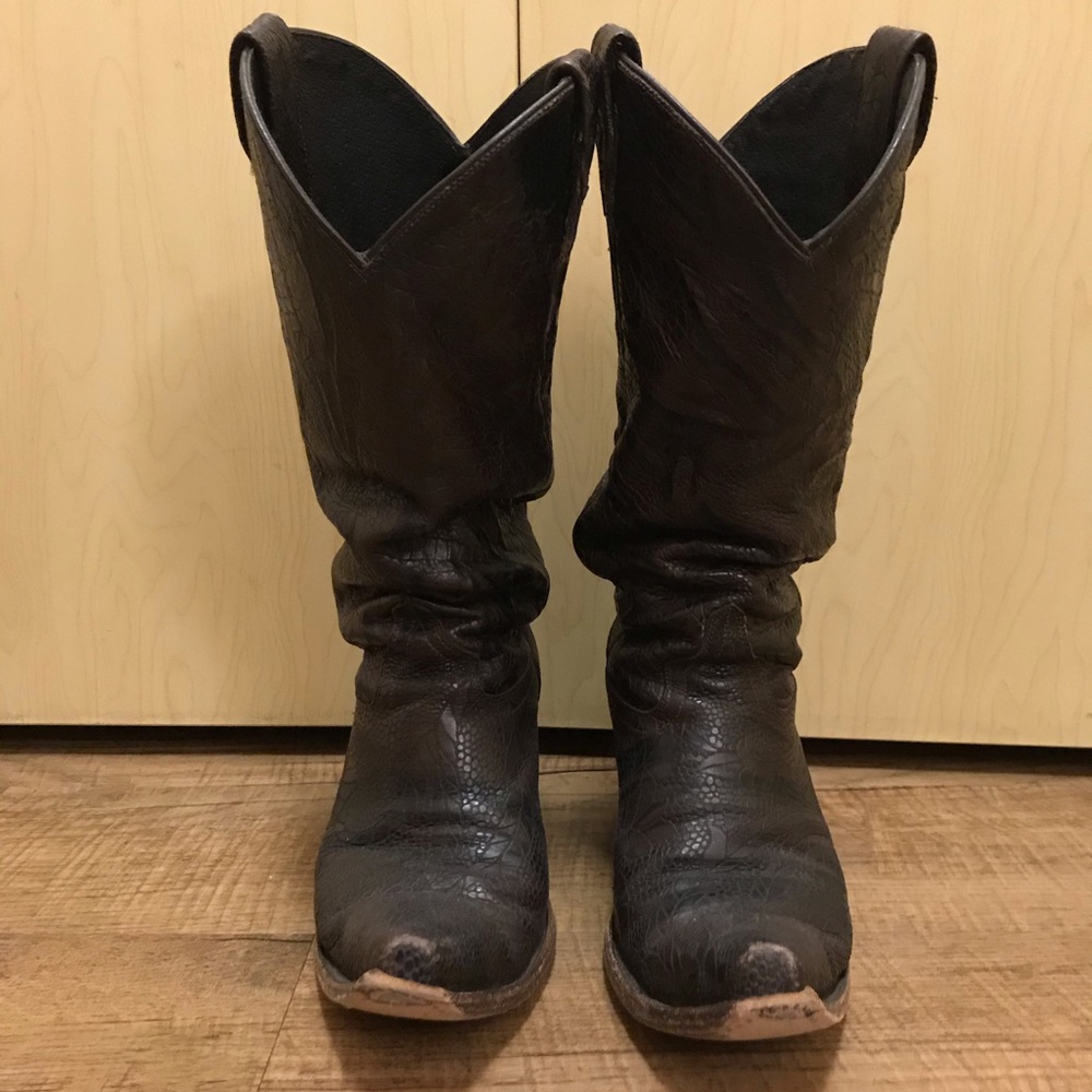 Lucchese Floral Tooled Leather Boots